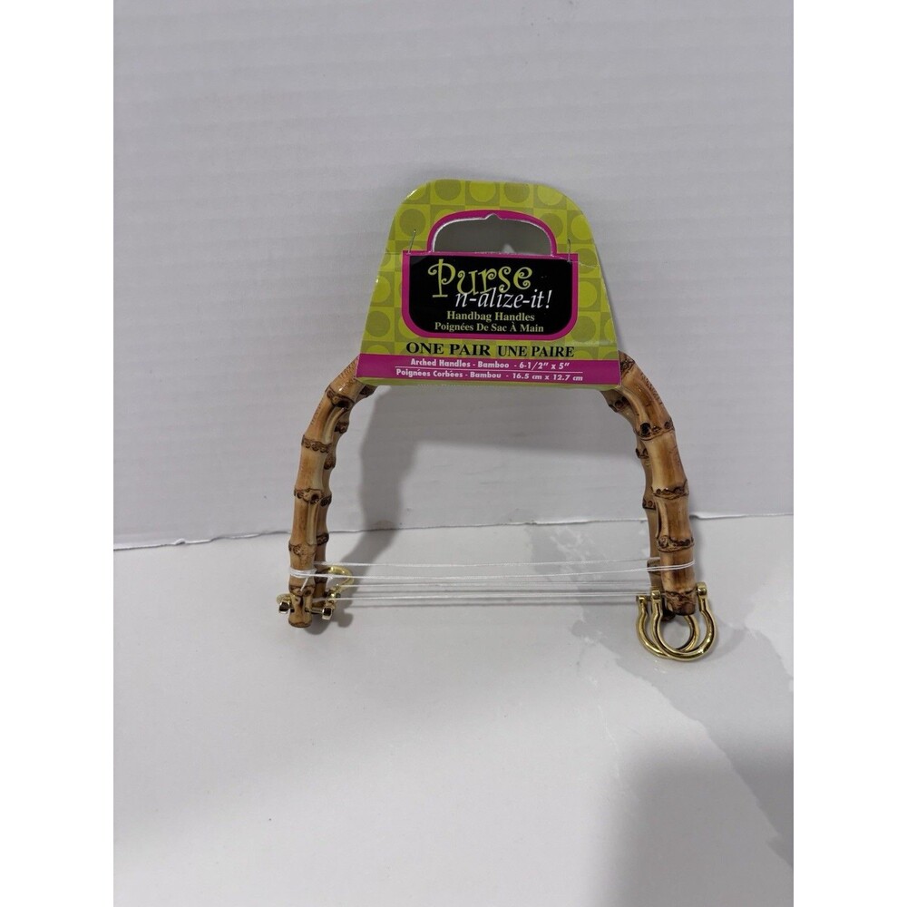 Purse-n-Alize-it Purse Handle Pair Bamboo Arched Handles - Brown  6.5 X 5”